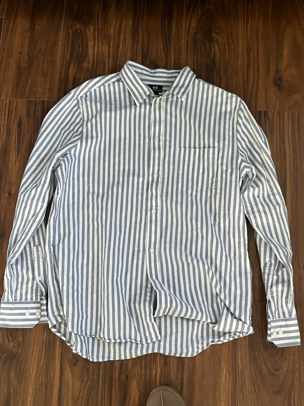 Pack of XL Men’s Button Up H&M/Zara White Shirt Blue Strip - Picture 4 of 7